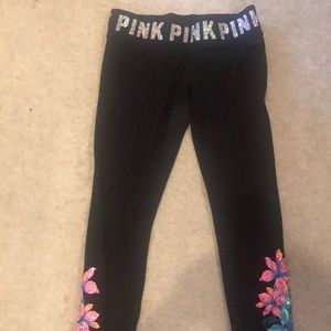 Pink Victoria Secret black leggings LG